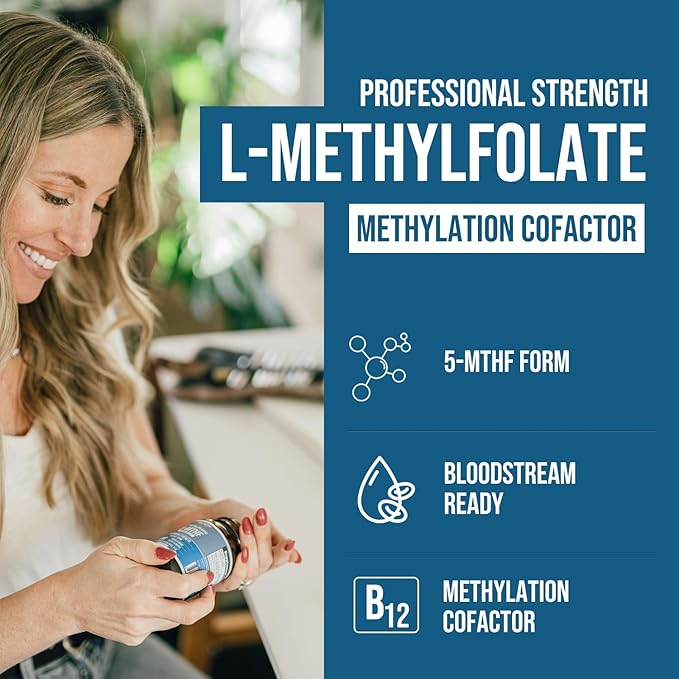 L Methyl Folate 15mg Plus Methyl B12 Cofactor – High Potency