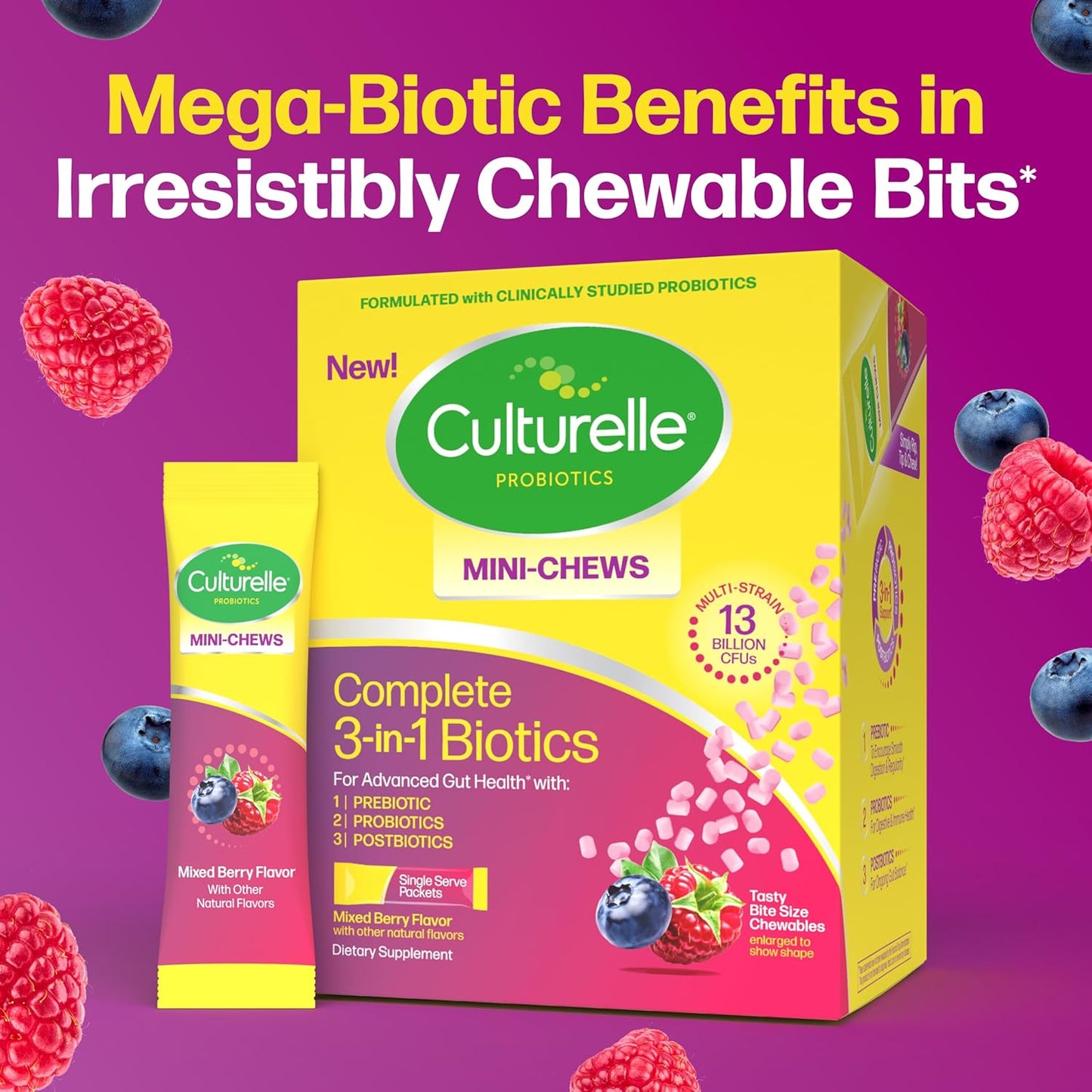 Culturelle® Complete 3-in-1 Biotics Mini-Chews Packets