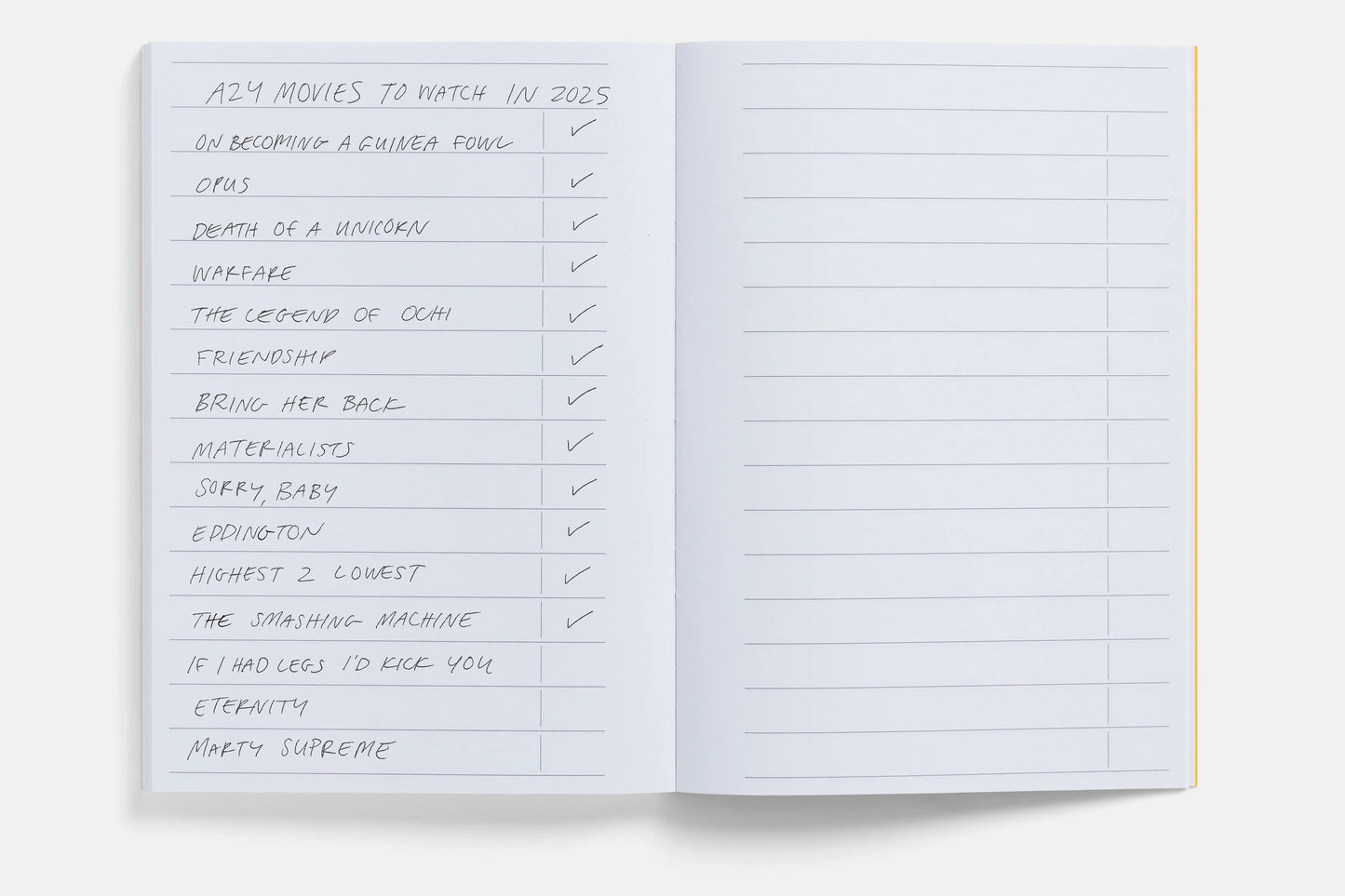 A24 Movie Log