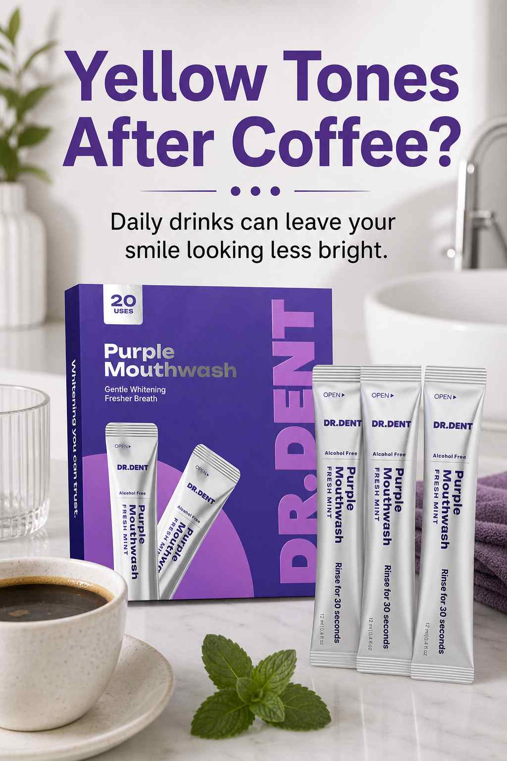 Purple Color Correcting Mouthwash | Cancel Yellow Stones in 30 Seconds