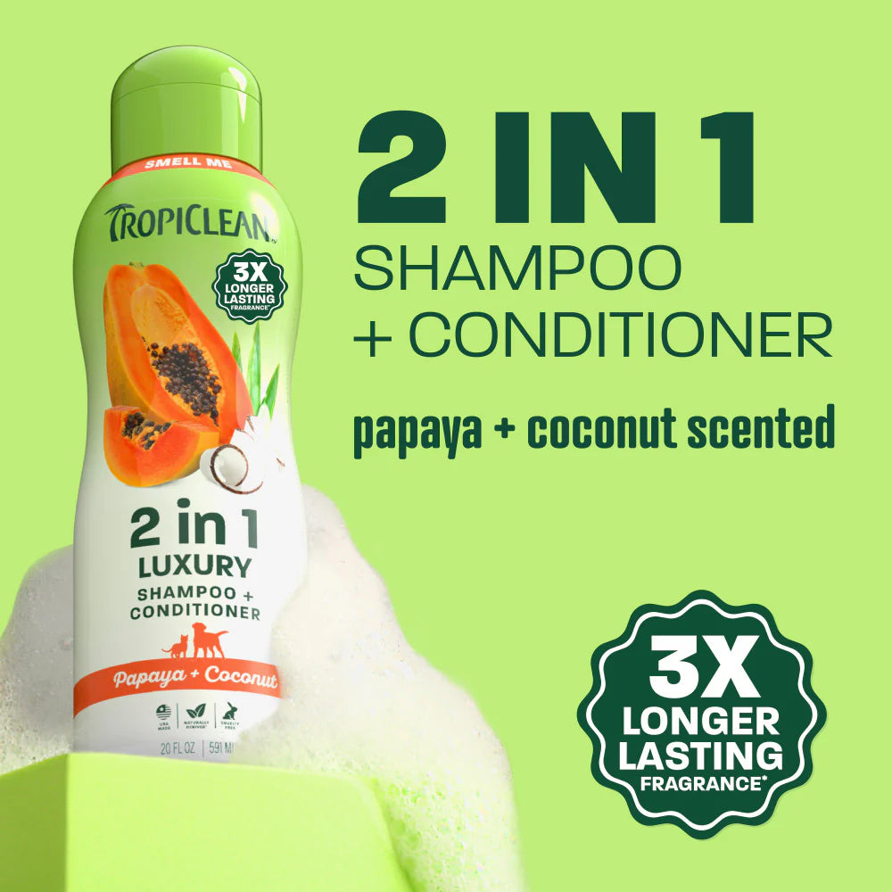 TropiClean Papaya + Coconut Pet Shampoo & Conditioner