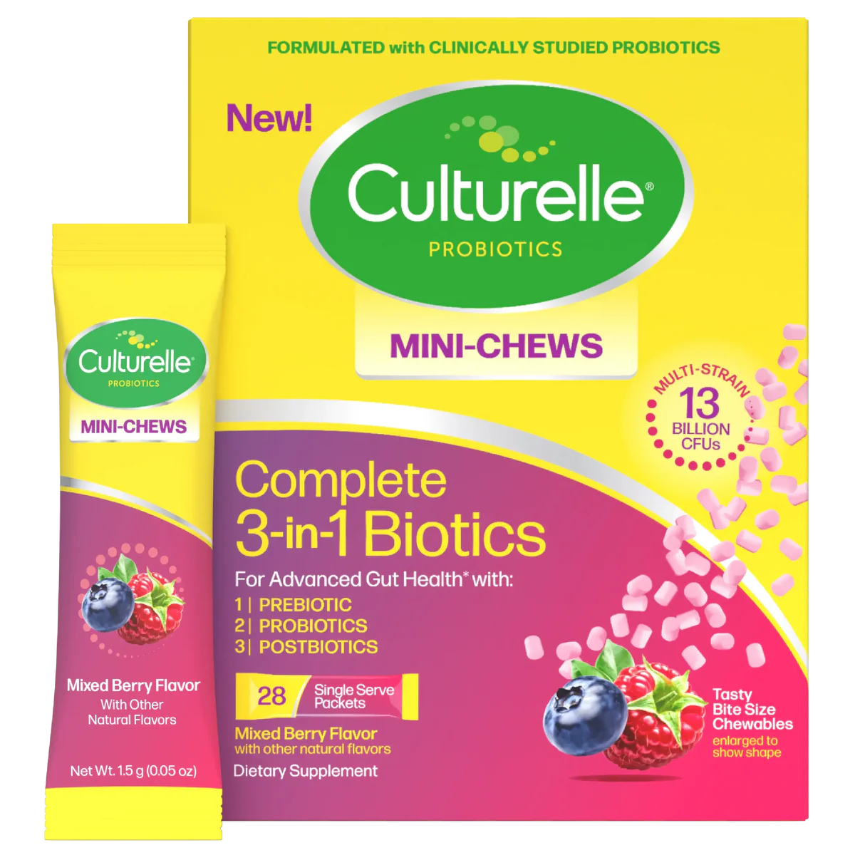 Culturelle® Complete 3-in-1 Biotics Mini-Chews Packets