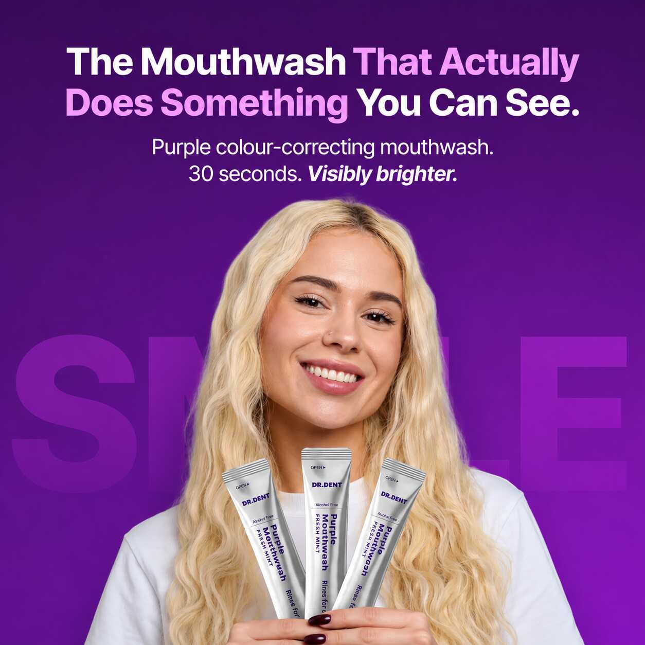 Purple Color Correcting Mouthwash | Cancel Yellow Stones in 30 Seconds